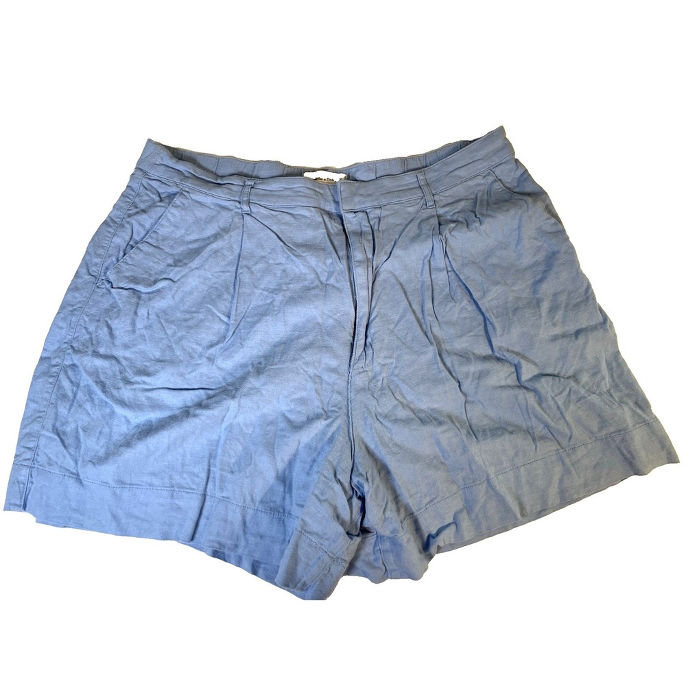 Abercrombie & Fitch Women's Linen Shorts XL Blue A&F Summer Comfort Beach